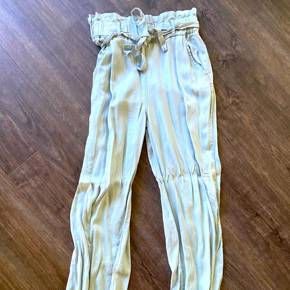 NWOT Paper Bag Chambray linen blend wide leg pants